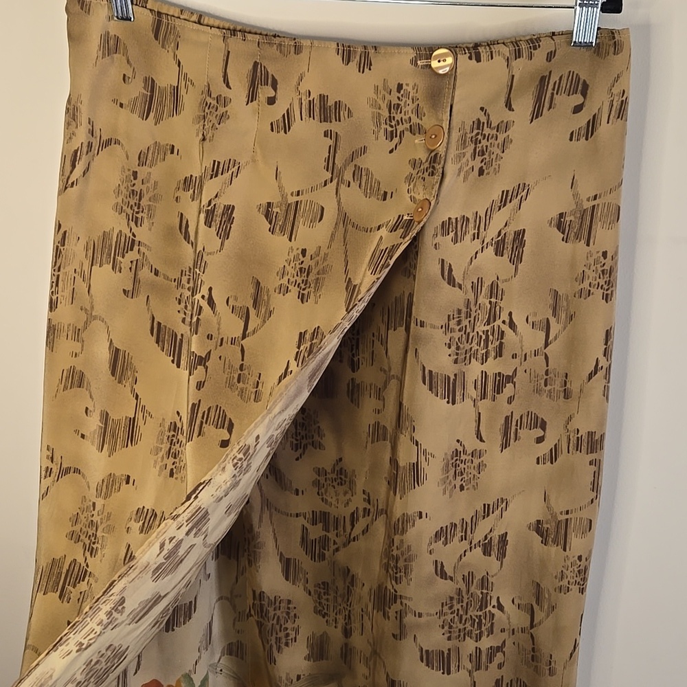 Vintage Floral Hem Maxi‎ Wrap Skirt Elastic Waist Boho Cottagecore Earthy XL - Picture 4 of 8